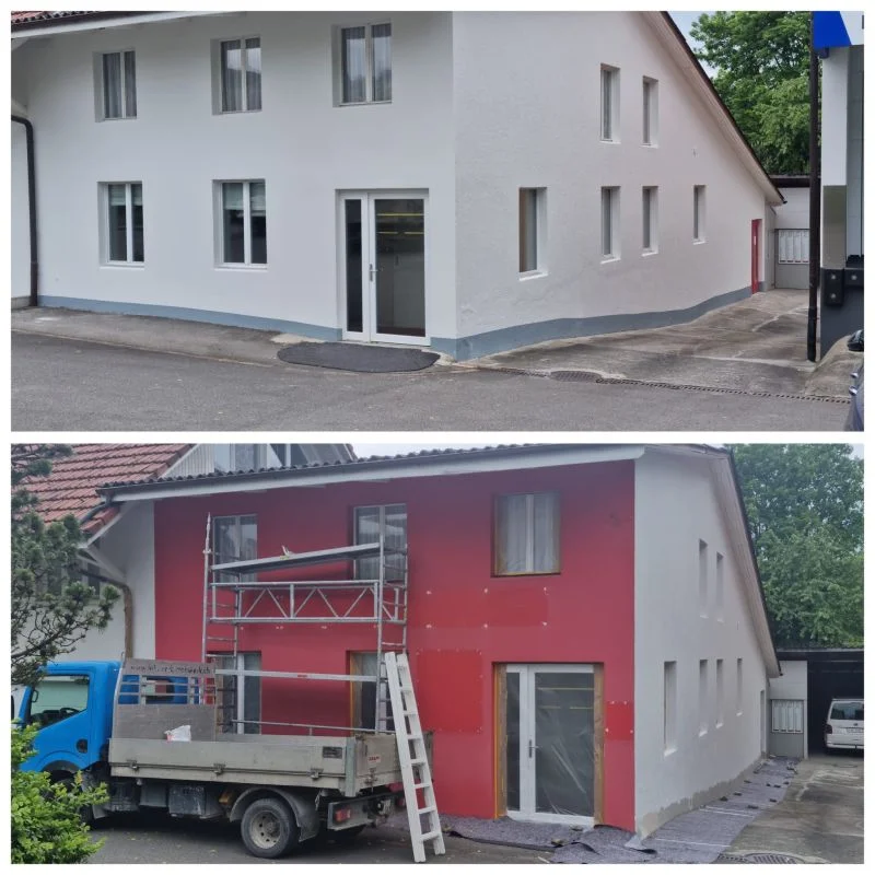 Fassadenanstrich Einfamilienhaus Aargau weiss gestrichen