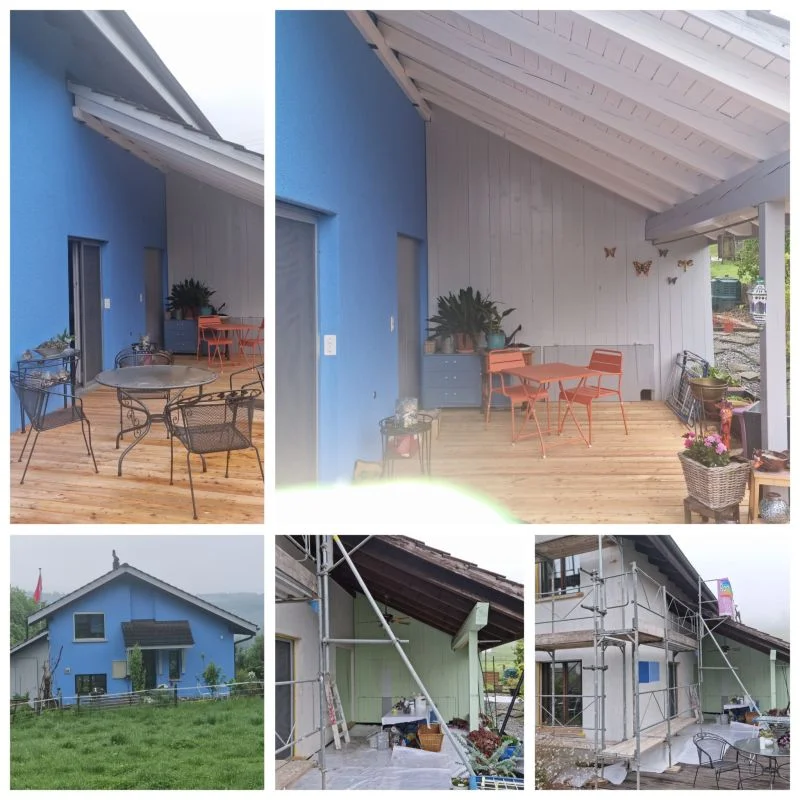 Holzfassade Renovation Aargau Gerüst Malerarbeiten