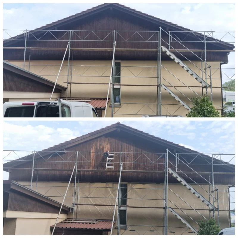 Holzfassade Renovation Aargau Gerüst Malerarbeite