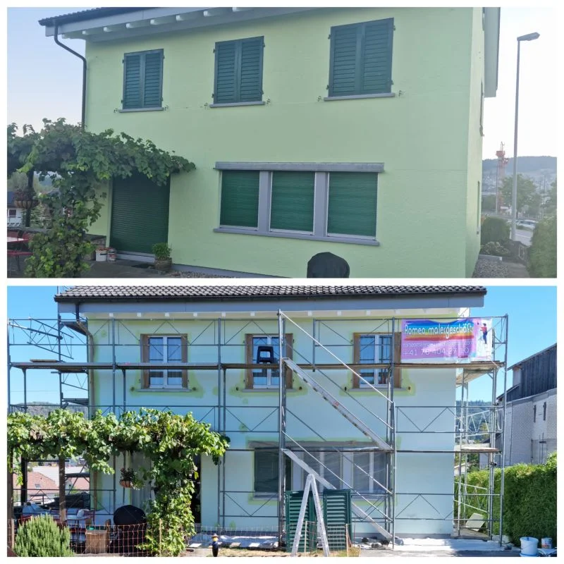 Fassade Einfamilienhaus grün gestrichen Aargau