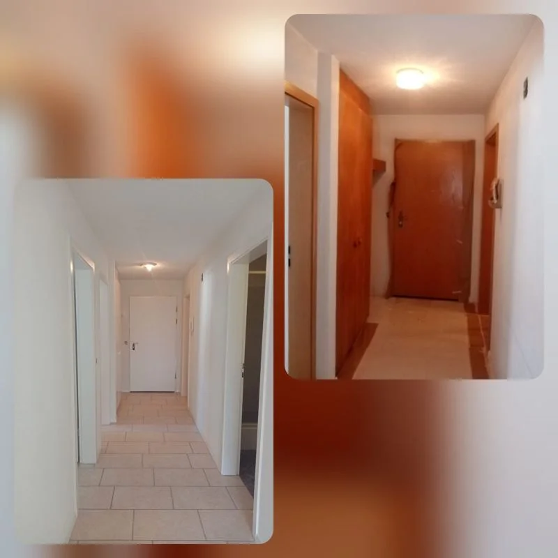 Flur im Vorher-Nachher-Vergleich nach Malerarbeiten